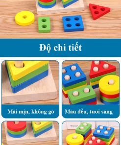 Combo 6 món Montessori bằng gỗ giúp trẻ phát triển tư duy logic và màu sắc