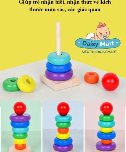 Combo 6 món Montessori bằng gỗ giúp trẻ phát triển tư duy logic và màu sắc