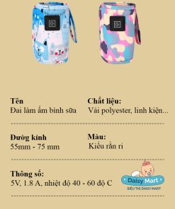 Túi ủ bình sữa, túi giữ nhiệt bình sữa thông minh cổng USB