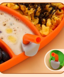 Khay ăn dặm silicon Carot cho bé kèm thìa dĩa, có đế hít, bát ăn dặm trẻ em
