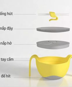 Bát ăn dặm silicon 3 chức năng kèm ống hút Misuta