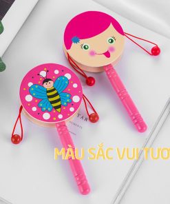 Xúc xắc trống lục lạc gỗ, trống gỗ cầm tay