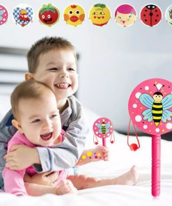 Xúc xắc trống lục lạc gỗ, trống gỗ cầm tay