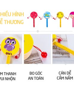 Xúc xắc trống lục lạc gỗ, trống gỗ cầm tay