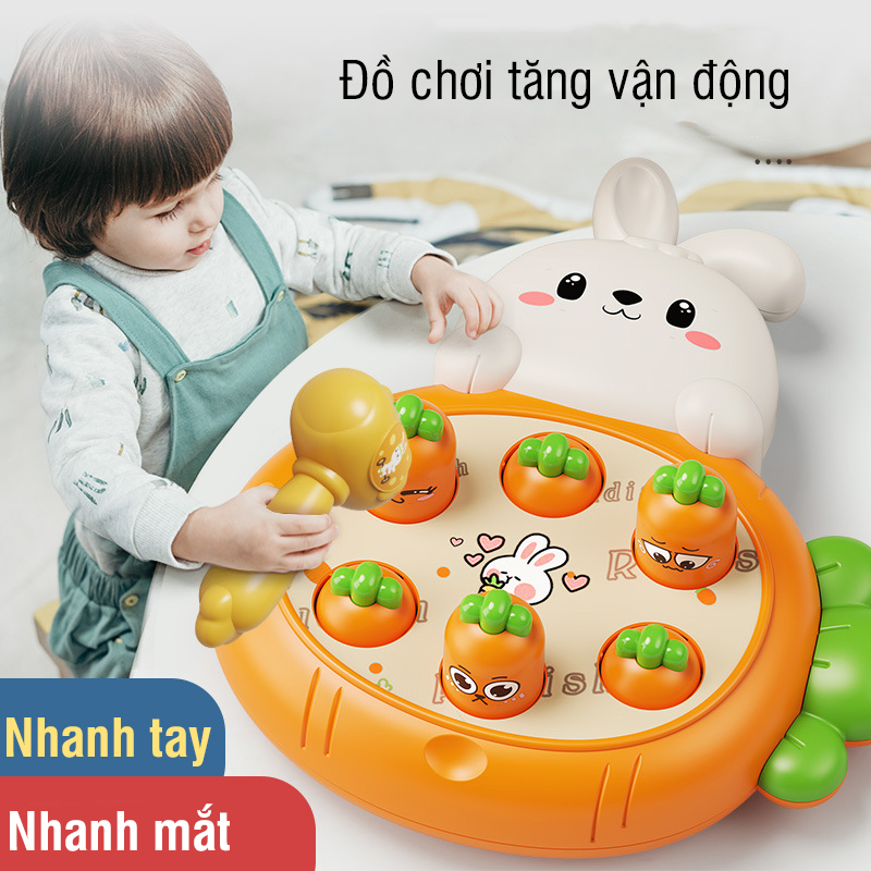 Bộ đồ chơi đập chuột, bộ đồ chơi đập cà rốt không cần pin