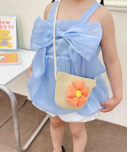 Túi cói đeo chéo- túi xách đeo chéo thời trang phong cách vintage cho bé gái thời hiện đại