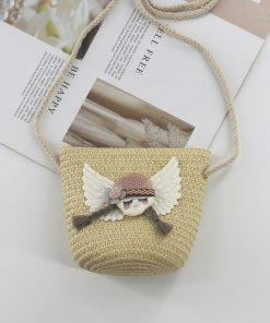 Túi cói đeo chéo- túi xách đeo chéo thời trang phong cách vintage cho bé gái thời hiện đại