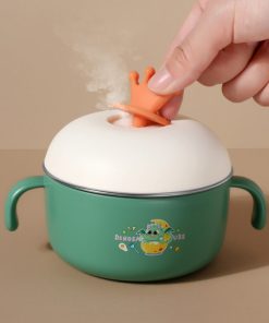 Bát ăn dặm inox hình vương miện có tay cầm