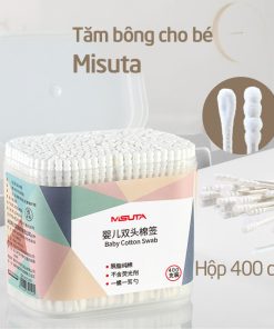 Tăm bông, bông ngoáy tai trẻ em Misuta hộp 400 cây