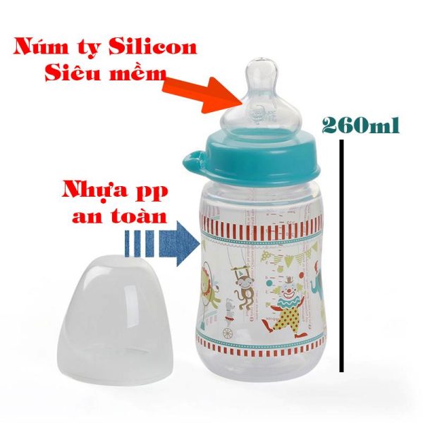 Bình sữa NIP 260ml dành cho trẻ lưỡi dài