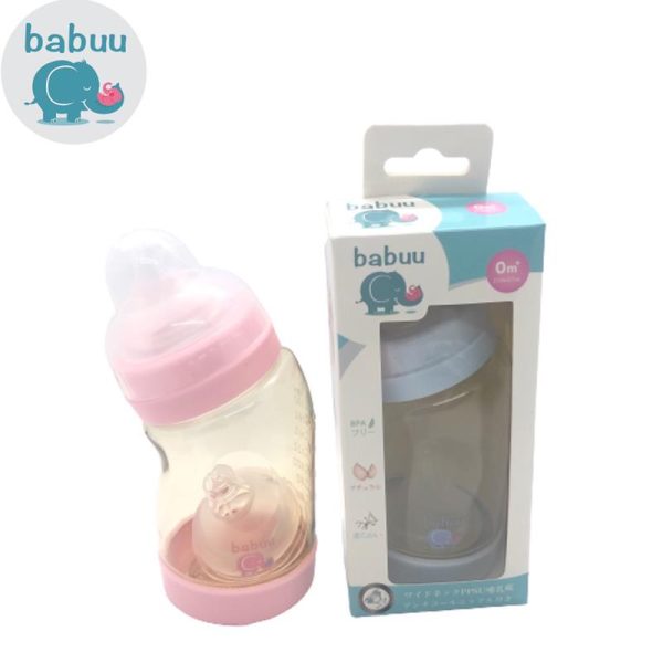 Bình sữa cổ nghiêng Babuu 160ml - 260ml tặng kèm núm ti