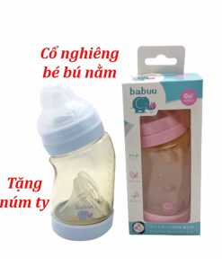 Bình sữa cổ nghiêng Babuu 160ml - 260ml tặng kèm núm ti