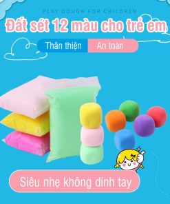 Đất nặn bột mì 12 màu cho trẻ em, đất nặn an toàn, đất sét không phẩm màu