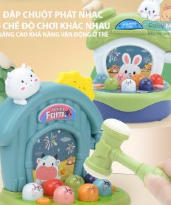 Bộ đồ chơi đập chuột thỏ có đèn và nhạc, nhiều chế độ Happy Hamster