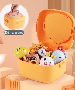 Hộp đồ chơi lục lạc 6 món kết hợp gặm nướu và xúc xắc hộp khỉ dễ thương