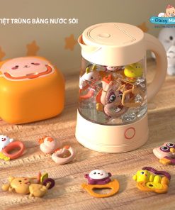 Hộp đồ chơi lục lạc 6 món kết hợp gặm nướu và xúc xắc hộp khỉ dễ thương