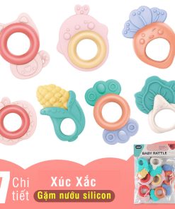 Đồ chơi xúc xắc gặm nướu 7 - 10 chi tiết, gặm nướu silicone giảm ngứa răng ở trẻ