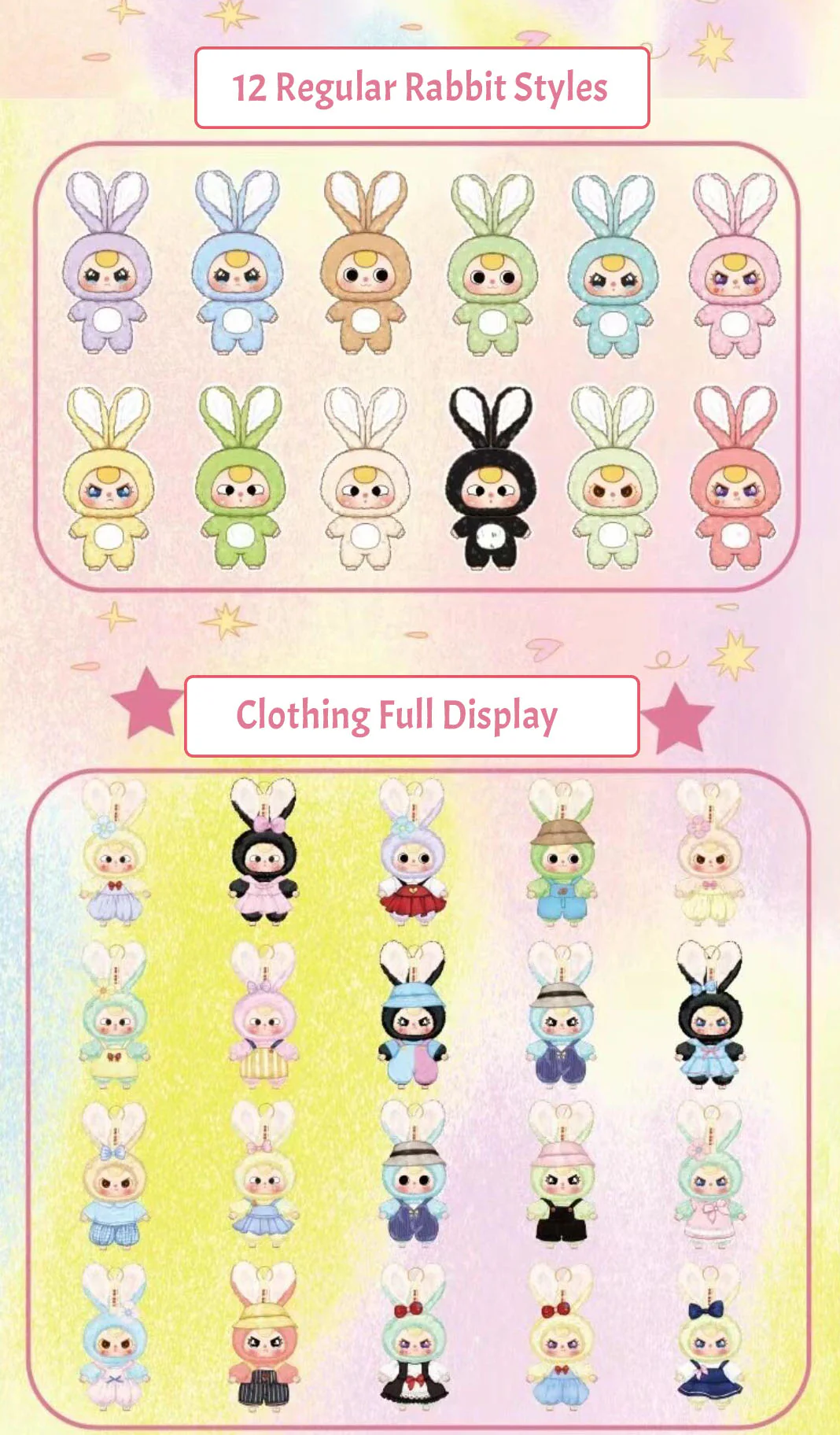 Bộ sưu tập Baby Three Macaron Rabbit 12 style và 24 trang phục