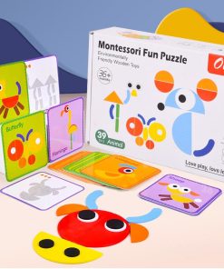 Đồ chơi xếp hình gỗ montessori 39 con vật, đồ chơi phát triển tư duy và tưởng tượng