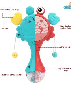Xúc xắc lục lạc con cua có đèn và nhạc cho trẻ em
