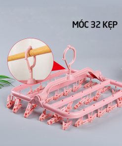 Móc chùm phơi quần áo trẻ em 32 kẹp xoay 360 gập gọn