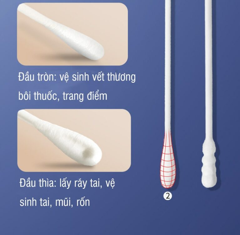 bông ngoáy tai trẻ em với 2 đầu tiện dụng