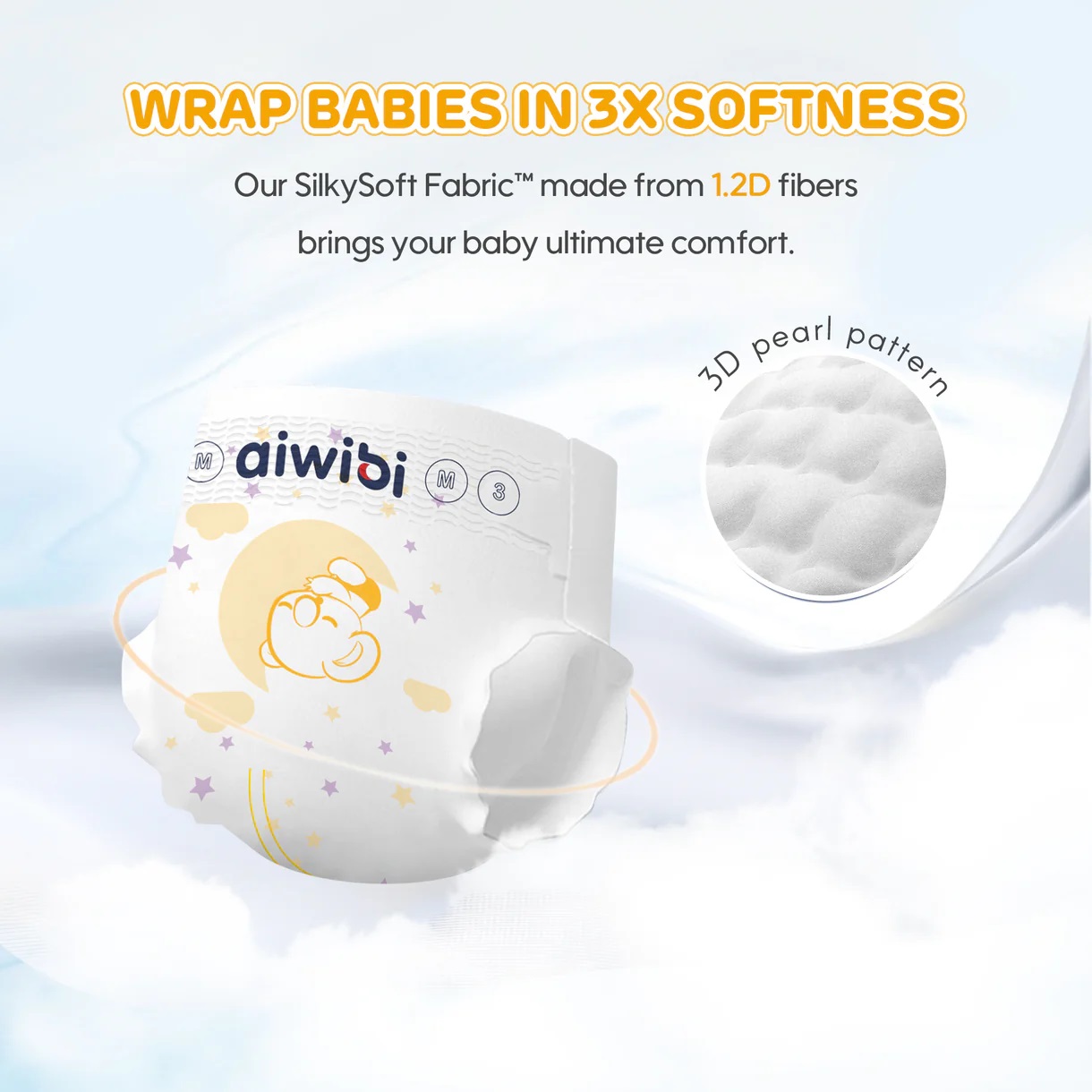 bỉm Aiwibi ban đêm (2) Tã/Bỉm Aiwibi ban đêm, thoải mái, thấm hút nhiều, làm khô nhanh