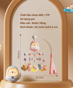 Đồ chơi treo nôi điều khiển từ xa có đèn, nhạc, xoay 360 độ