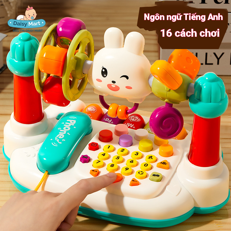 Điện thoại thỏ để bàn Đồ chơi điện thoại thỏ để bàn kèm đàn và phát nhạc