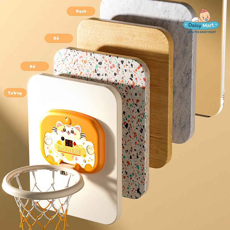 bóng rổ treo tường chó và mèo (5) Bóng rổ treo tường mini cho trẻ em giúp cải thiện chiều cao