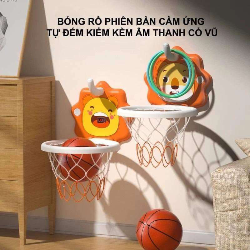 bóng rổ treo tường có bảng tính điểm và âm thanh cổ vũ