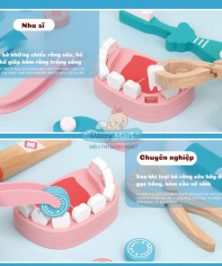 Bộ đồ chơi bác sĩ gỗ, đồ chơi giả lập bác sĩ, nha sĩ
