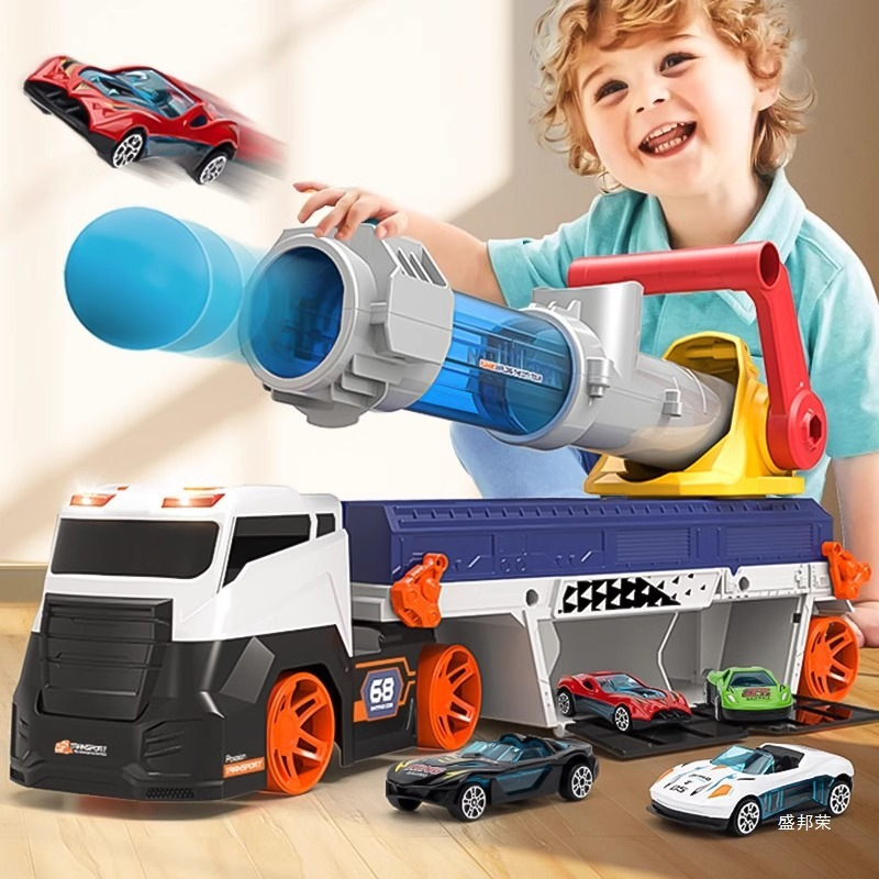 Xe tải phóng xe ô tô và đạn nhưa, đấu trường xe tại nhà cho bé