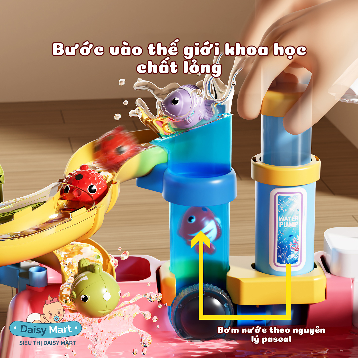 đồ chơi Cầu trượt cho cá và bơm thủy lực