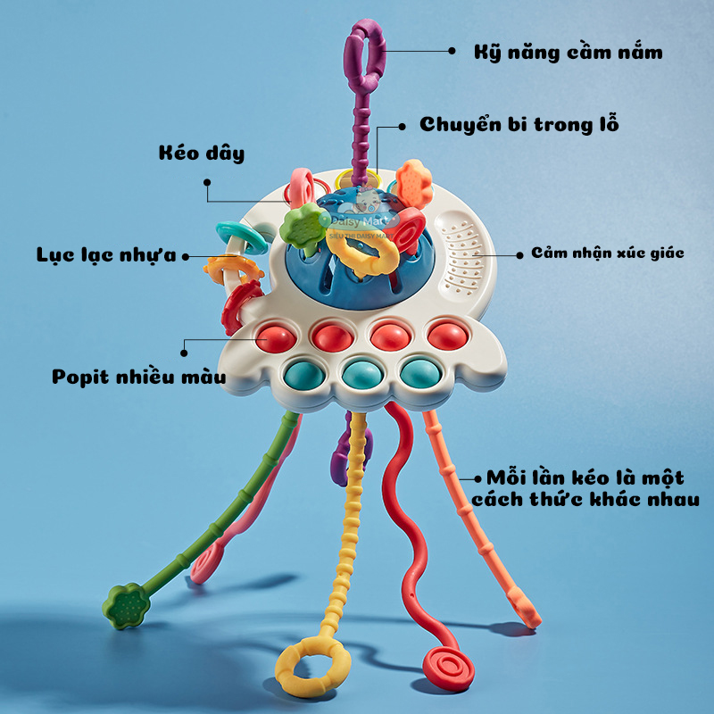 Đồ chơi rút dây bạc tuộc đa chức năng, 5-6 món đồ chơi kết hợp
