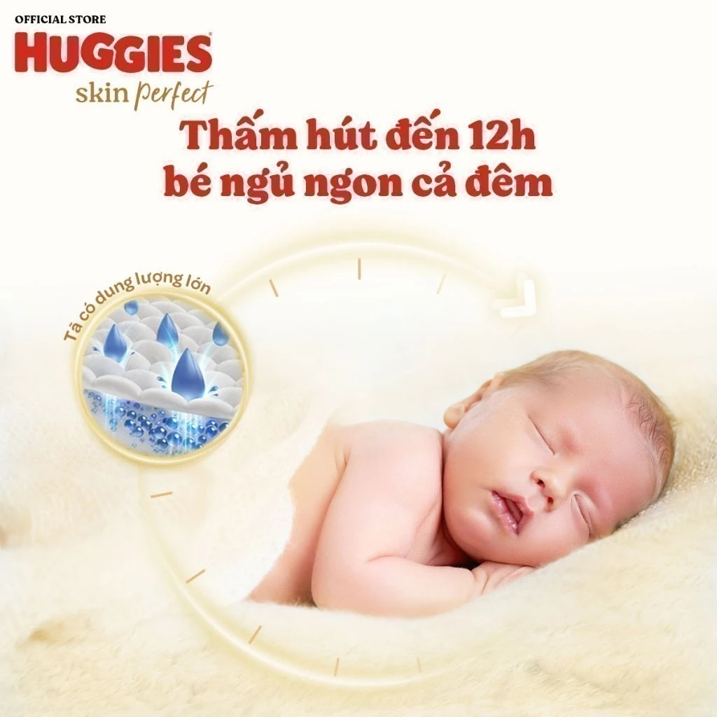 khả năng thấm hút 12h cua bỉm huggies
