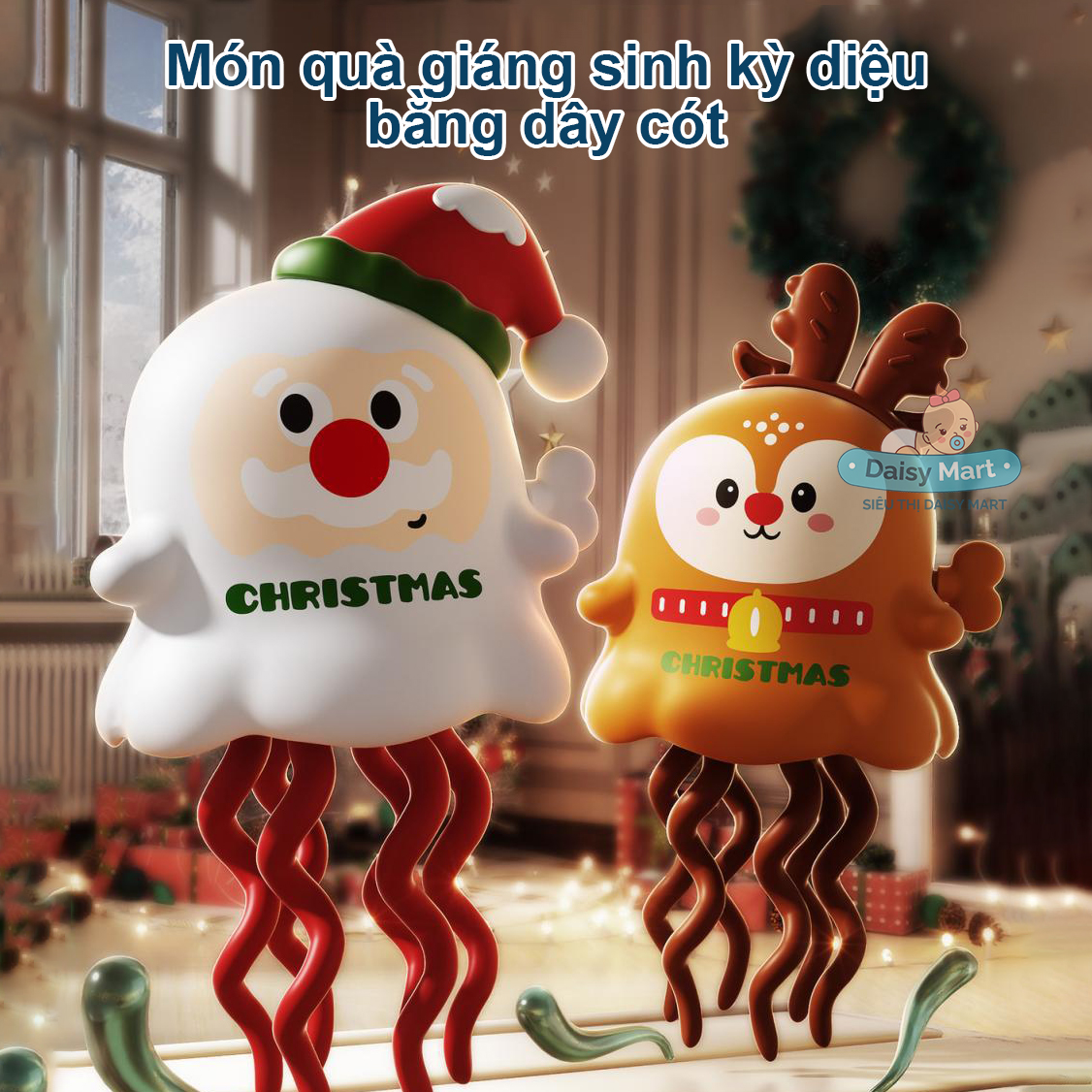 Bạch tuộc Giáng Sinh chạy dây cót: Quà Noel Vui Nhộn