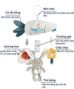 Đồ chơi treo xe đẩy, treo ô tô bằng bông có còi và chuông