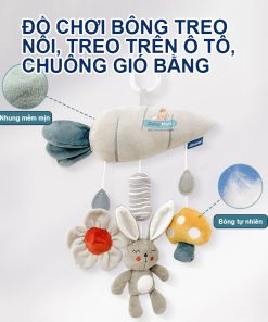 Đồ chơi treo xe đẩy, treo ô tô bằng bông có còi và chuông