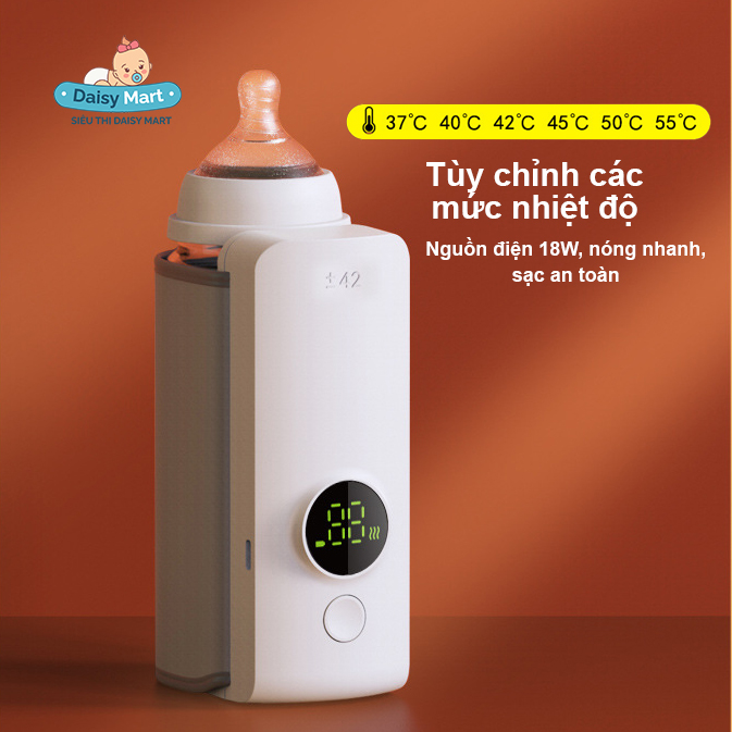 Túi ủ sữa tích điện cầm tay cao cấp NNQ02, túi hâm sữa cầm tay tích điện (1) Túi ủ bình sữa cầm tay tích điện cao cấp 6000mah NNQ-2