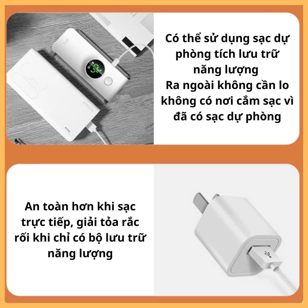 Túi ủ tích điện cầm tay có thể sử dụng với 99% nguồn điện