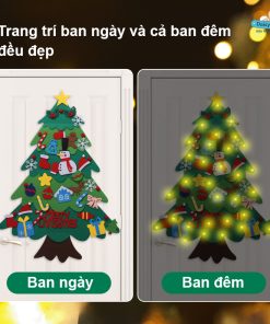 Cây thông vải nỉ Noel treo tường có LED: Trang trí Giáng sinh an toàn và sáng tạo cho bé