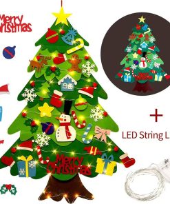 Cây thông vải nỉ Noel treo tường có LED: Trang trí Giáng sinh an toàn và sáng tạo cho bé