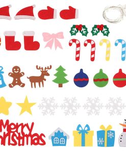 Cây thông vải nỉ Noel treo tường có LED: Trang trí Giáng sinh an toàn và sáng tạo cho bé