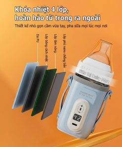Túi ủ bình sữa, hâm sữa cầm tay cho bình Hegen