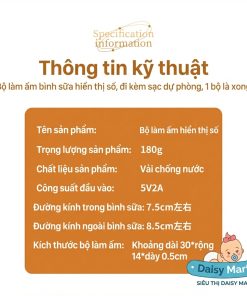 Túi Ủ Sữa Cầm Tay Hiển Thị Nhiệt Độ, Túi Ủ Bình Sữa Di Động