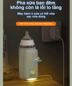 Túi Ủ Bình Sữa Cao Cấp Tích Điện, Có Đèn Ngủ 6000mah NNQ-03