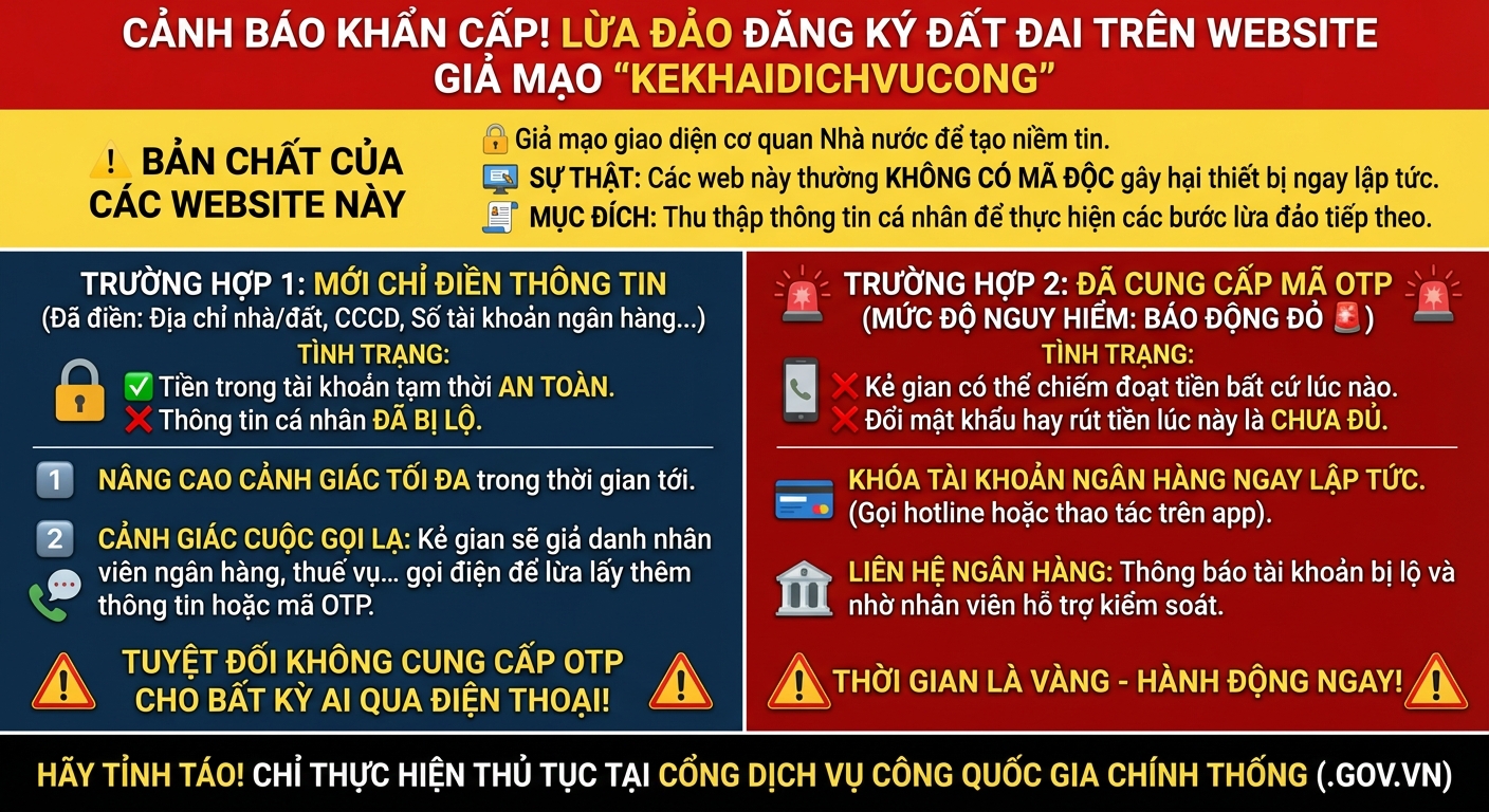 cảnh báo lừa đảo điền thông tin trên kekhaidichvucong