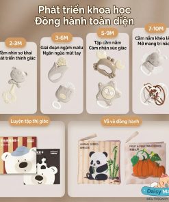 Set quà tặng đầy tháng dành cho trẻ sơ sinh với đầy đủ các đồ chơi cần thiết cho trẻ