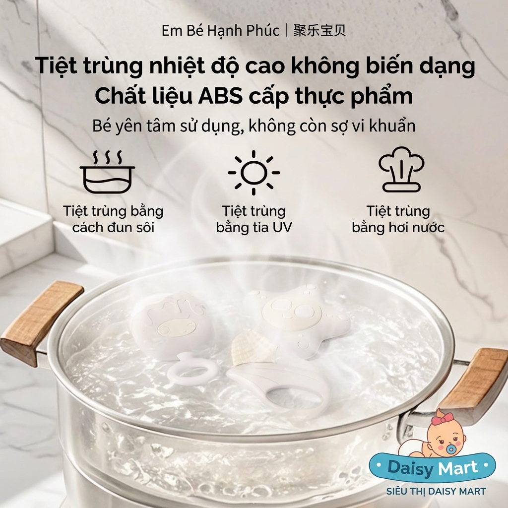 Đồ chơi trong hộp quà tặng dành cho trẻ sơ sinh đều có thể làm sạch bằng nước sôi nhờ làm bằng chất liệu nhựa ABS cao cấp